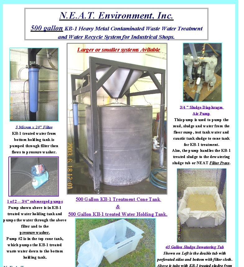 500 gallon KB-1 heavy metal contaminated wastewater treatment and recycle system