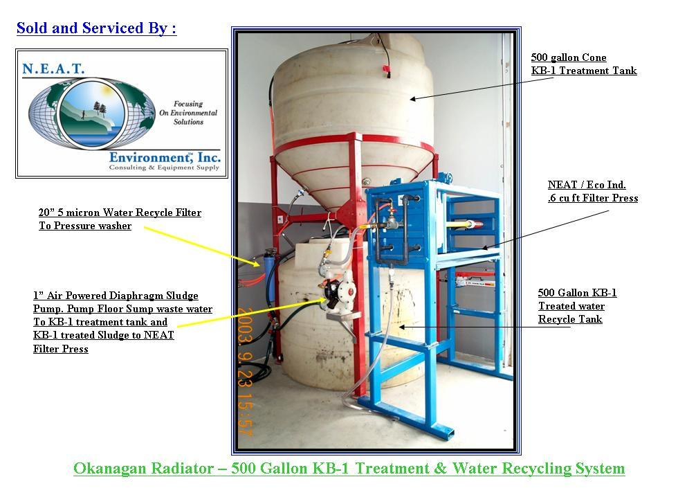 OK Rad 500 gallon treatment system installed at a radiator shop