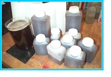 SAGD oily raw water sample showing emulsified hydrocarbons with no settlement after 24 hours