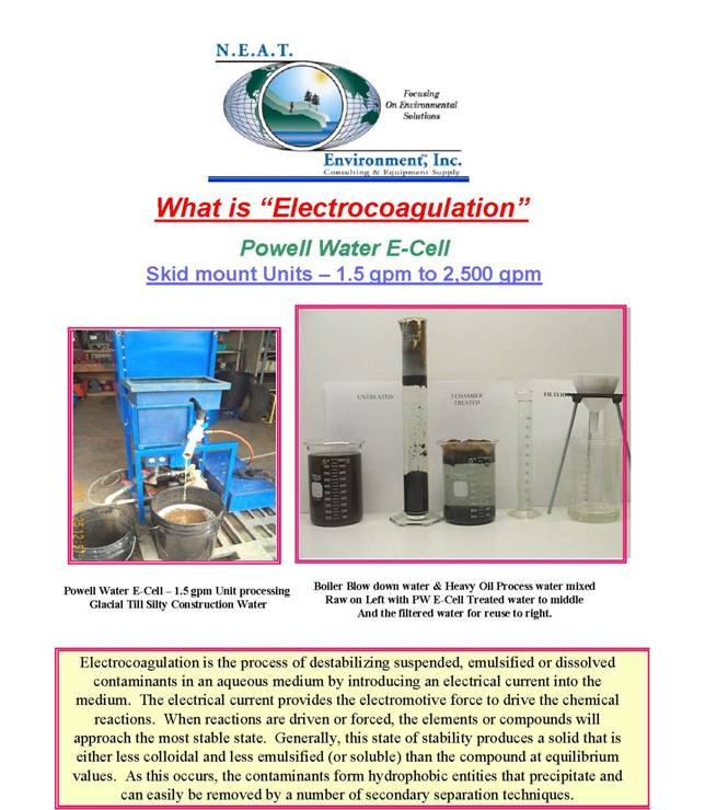 Powell Water E-Cell setup for food processing plant water bacteria reduction test
